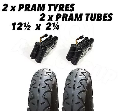 2 X Pram Tyres & 2 X Tubes 12.5 X 2.25 Slick Maxi Cosi Britax Trekker • £28.58