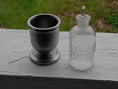 Vintage  Cast Aluminum Mortar  & Apothecary Jar • $19