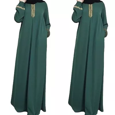 Women Islamic Arab Robe Muslim Dresses Kaftan Jilbab Abaya Prayer Maxi Dress • £12.99