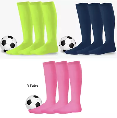 Kids Soccer Socks Toddler Soccer Socks Girls Boys Knee High Soccer Socks 3 Pairs • $11.03