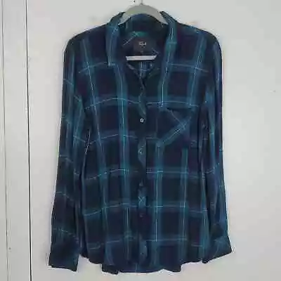 Rails Hunter Flannel Shirt Midnight Jade Plaid Button Up Casual Womens L • $35