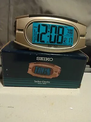 Seiko QHL006GLH Vintage Digital Clock Dual Time Calender 1990's Travel Alarm NEW • $37