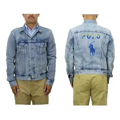 Polo Ralph Lauren Distressed Denim Jean Jacket With Embroider  POLO  On Back • $149.99