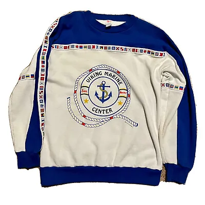 Vintage Textile Print Mills  Made In USA Viking Marine Crew Neck Sweater • $19.95