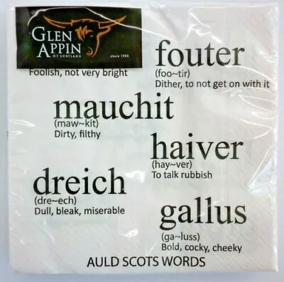 £9.49 • Buy Scottish Napkins - Scottish Patter, Auld Scots Words (Pack Of 20)