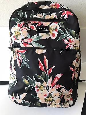 Women's Roxy Black/floral Here You Are Printed School Backpack/laptop Pocket Nwt • $84.29