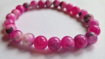 £2.49 • Buy Pink Chalcedony Crystal Gemstone Bracelet Bead Stone Stretch Jewellery Healing