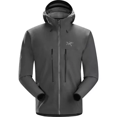 Arcteryx Acto FL Jacket Mens Medium Softshell Grid Fleece Alpine Hood Pilot Gray • $68.35