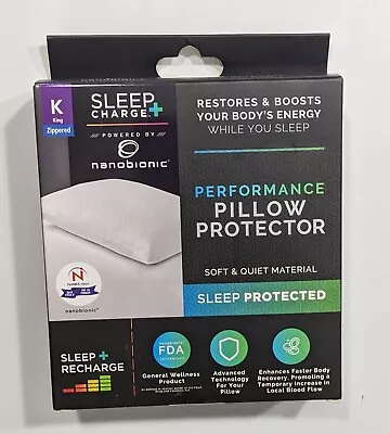 Sleep Charge Nanobionic King Size Pillow Protector/Case Soft & Quiet Material  • $14