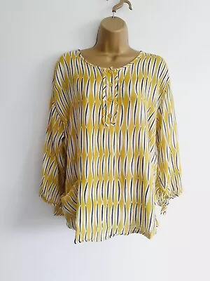 Masai Blouse Size L Yellow Stripe Pockets • £16