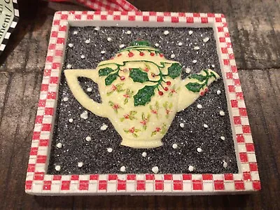 Mary Engelbreit Christmas Teapot Ornament In Frame Design New • $18.70