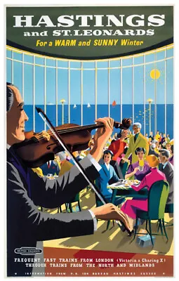 £3.95 • Buy Vintage Hastings Violin Player Art Print Railway Travel Poster A1/A2/A3/A4!