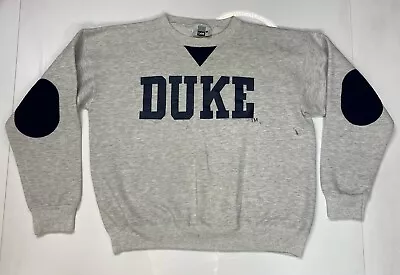 VINTAGE Duke University Crewneck Sweatshirt Men Medium Gray USA 90s • $24.95