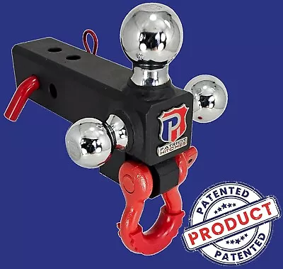 Adjustable Trailer Hitch- 2.5 SOLID Tri-Ball Mount Hitch Receiver  D-Ring • $189