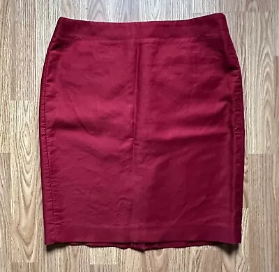 J. Crew Red Burgundy No. 2 Pencil Skirt Cotton Blend Size 12 Lined Career Womens • $19.99