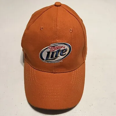 Miller Lite Beer Hat Adjustable Strap Back Baseball Cap Orange Acme Fast Ship • $9.98