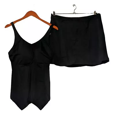 Denim & Co. Women's Swimsuit Sz 16 Beach Mastectomy-Friendly Black A591516 • $22.50