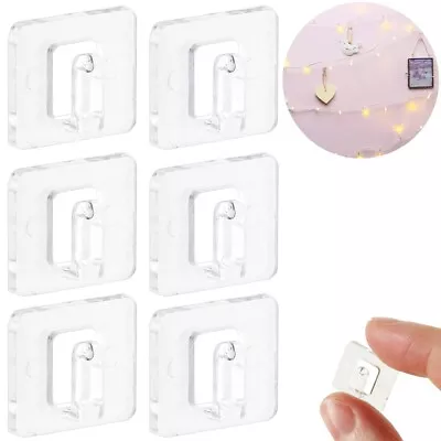 SELF ADHESIVE WALL HOOKS X24 Small Mini Cable Tidy Holders Stick On Clear Hobby • £5.95