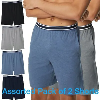 Mens M&S 2 Pack Cotton Jersey Pyjama Shorts Loungewear Stripe Stretch PJ Bottoms • £8.99