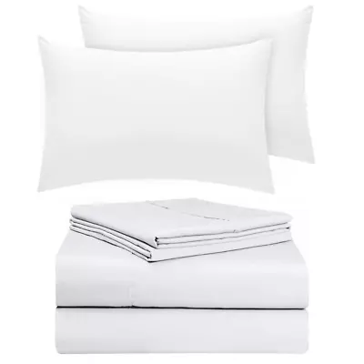  400 Thread Count Egyptian Cotton Sateen Flat Sheet  White • £8.96