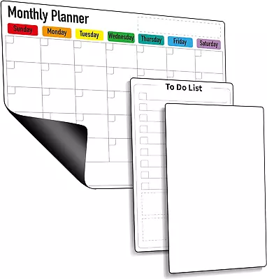 Magnetic Dry Erase Calendar For Fridge: Pack Of 3-14.6” X 11.6” Magnetic Monthly • $13.03