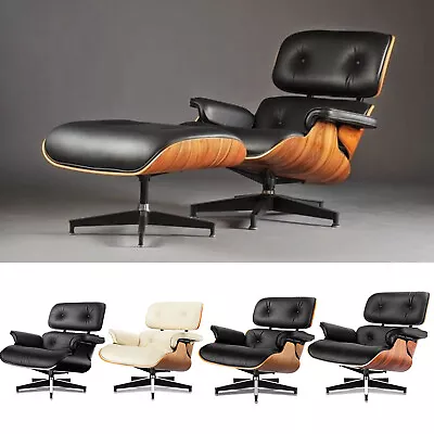 2023 Upgraded Eames Lounge Chairs Ottoman Set Real Leather Sofa Armchairs Tall • $509.99