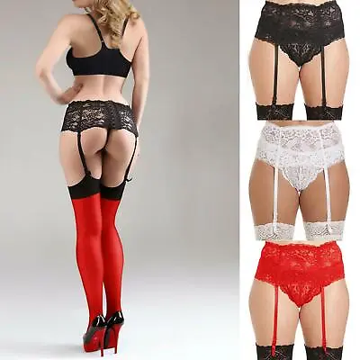 DEEP 6  WIDE LACE SUSPENDER BELT FOR STOCKINGS SEXY SILKY Embroidered LINGERIE • £6.99