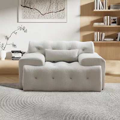 Beige 1 Seater Sofa Soft Comfy Foam Modern Lounge Living Room Couch Furniture • $494.28