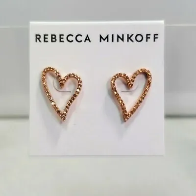 Rebecca Minkoff Pave Sweetheart Stud Earrings (Rose Gold) Earring • $15