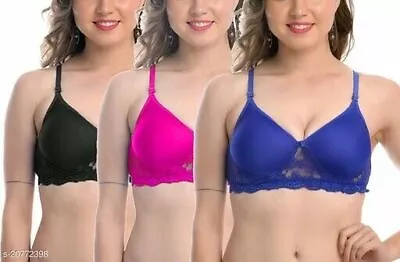 Pack Of 3 Bra Sets Women's Bra Padded Bra Cotton Bra Wired Free Girls Bra Set • $21.87