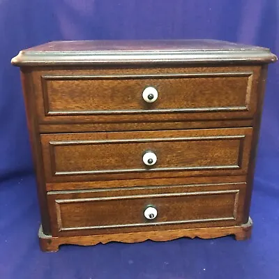 Antique Miniature Walnut Chest Of 3 Drawers Square Nail Construction • $195