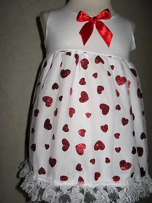 £19.50 • Buy Red Hearts Dress Set  White Red Glittery Lace  Party Shower  Christmas Gift 