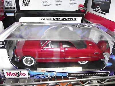 Maisto 1/18 1950 Ford Convertible Top Up Red NIB • $34.99