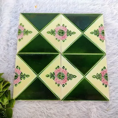 Vintage H&R Johnson Ltd Majolica Nouveau Architecture Furniture Tile 4Pc CT132 • $167.50