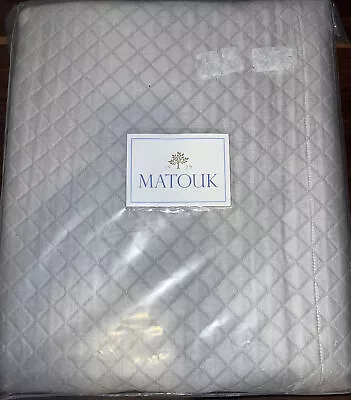 Matouk Nadia 500 TC Egyptian Cotton FULL / QUEEN Coverlet Silver $450 New • $198