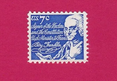 BENJAMIN FRANKLIN STAMP 1972  PRESIDENT CONSTITUTION SIGNER 7c SINGLE UNUSED MNH • $1.25