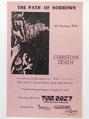 $14.95 • Buy Christian Death At The Roxy Theatre In Hollywood Vintage Punk Concert Poster