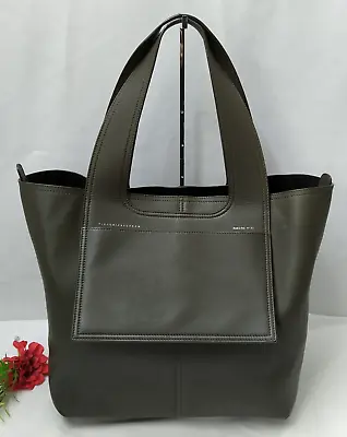 Victoria Beckham Apron Tote Olive Green Leather Double Handle Large Zipper Bag • $405