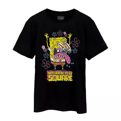 SpongeBob SquarePants Mens Not Afraid To Be Square Short-Sleeved T-Shirt NS7754 • £17.19