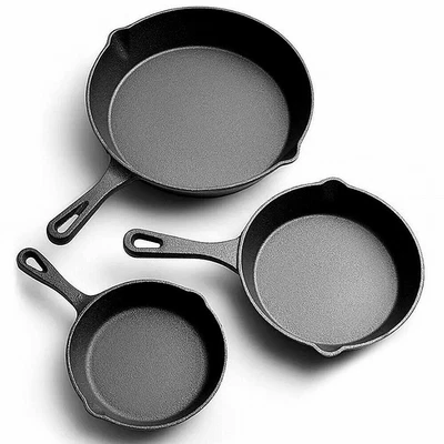 £10.99 • Buy Cast Iron Frying Pan Non Stick Pre Seasoned Skillet Bbq Grill Kitchen Set