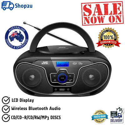 JVC Bluetooth Boombox Portable CD Player USB/MP3/FM Radio/LCD Display 8W Speaker • $86.44