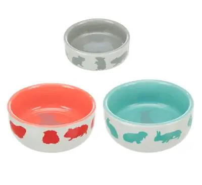 Trixie Ceramic Feeding Bowl Motif Water/Food For Hamster Guinea Pig Rabbit • £10.66