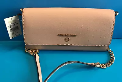 Michael Kors Jet Set Charm Wallet On A Chain Soft Pink Leather &  Gold Hardware • $59.99