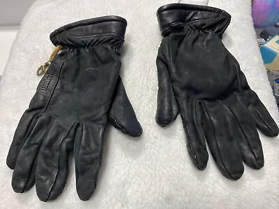 Men's Timberland Black Genuine Leather Gloves Goat Suede Goat Leather Size Large • $95