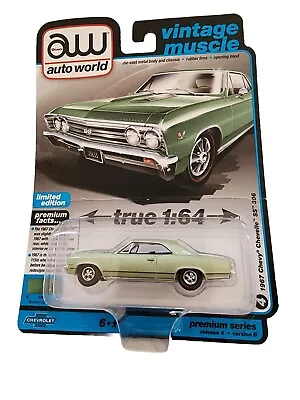 Auto World 1:64 Vintage Muscle 1967 Chevy Chevelle SS 396 Version B Green Poly • $5.50