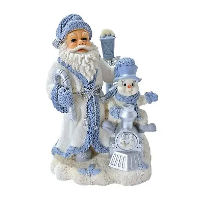 Snow Buddies Santa Buddy Snowman On Steam Train Figurine White Blue Gray 1999 7” • $19.99