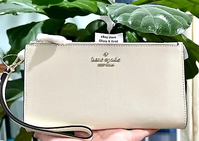 Kate Spade Madison Double Zip Saffiano Leather Wristlet Meringue FITS ALL IPHONE • £66.48