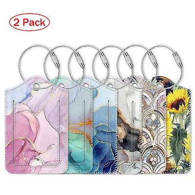 2 Pcs Luggage Tags Privacy Cover ID Label With Stainless Steel Loop For Travel • $8.19