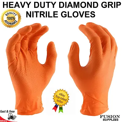 Orange Nitrile Gloves Super Tough Disposablegrippamechanics Glovesfishscale • £1.99