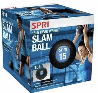 Spri 15 # Slam Ball Weighted Exercise Fitness Ball Black 15 Lbs • $29.77